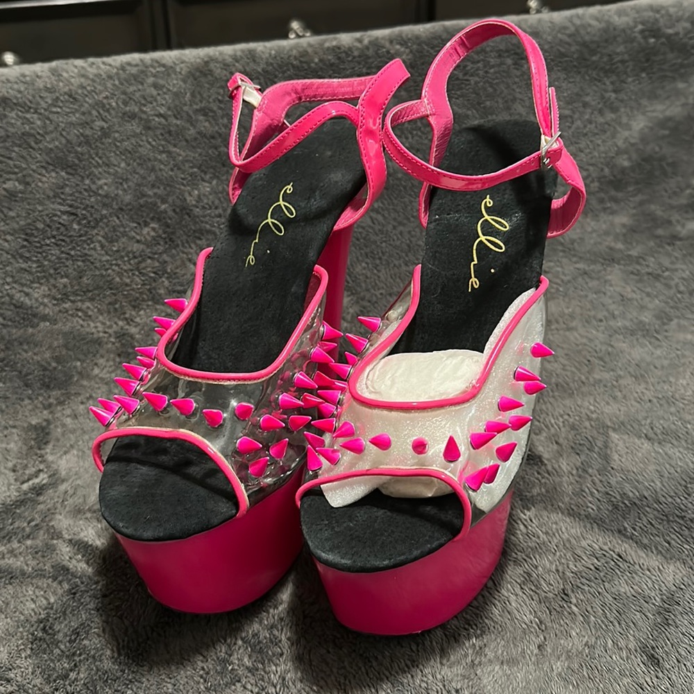 Hot pink, 6 inch platform spiked heels